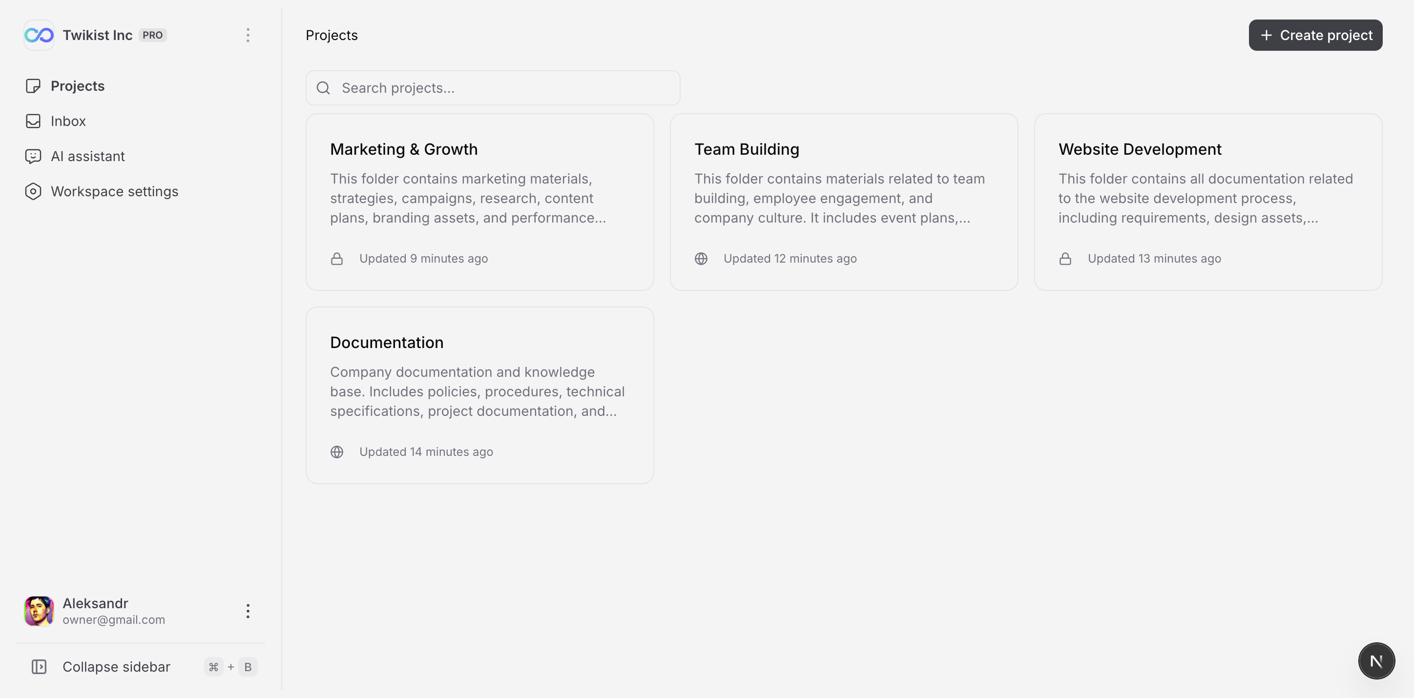 Twikist dashboard